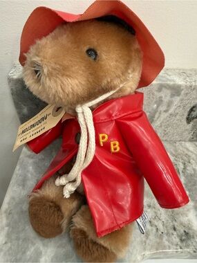 Vintage 1975 Eden Paddington Bear Plush Red Raincoat Hat Tag London England